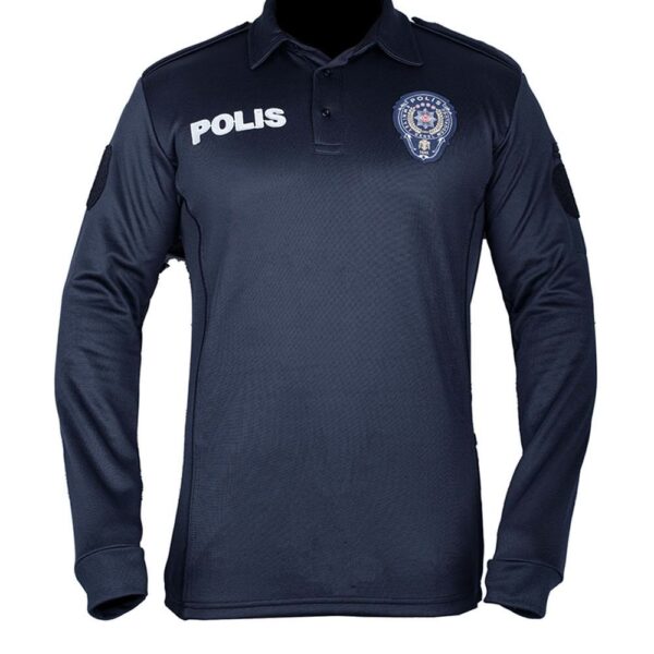 Üç İplik Kışlık Uzun Kollu Polis Tişörtü Lacivert