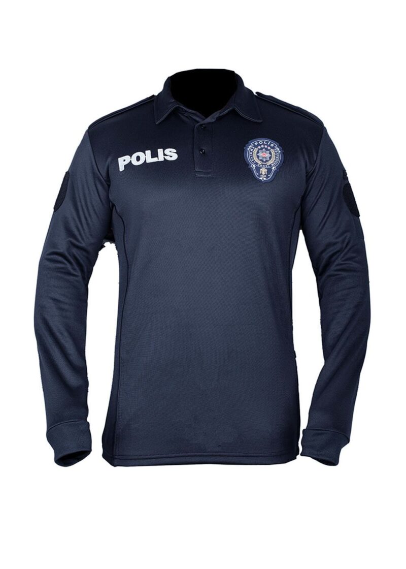 Üç İplik Kışlık Uzun Kollu Polis Tişörtü Lacivert